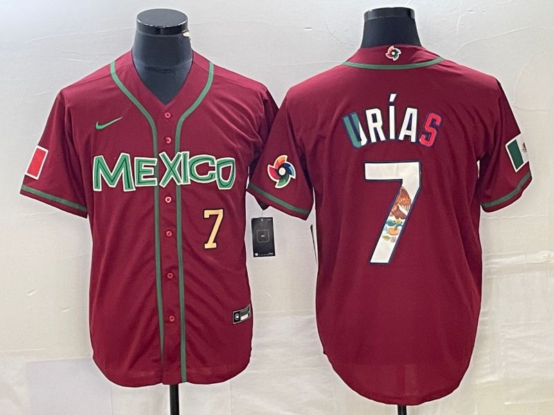 Men 2023 World Cub Mexico #7 Urias Red camo Nike MLB Jersey7->more jerseys->MLB Jersey